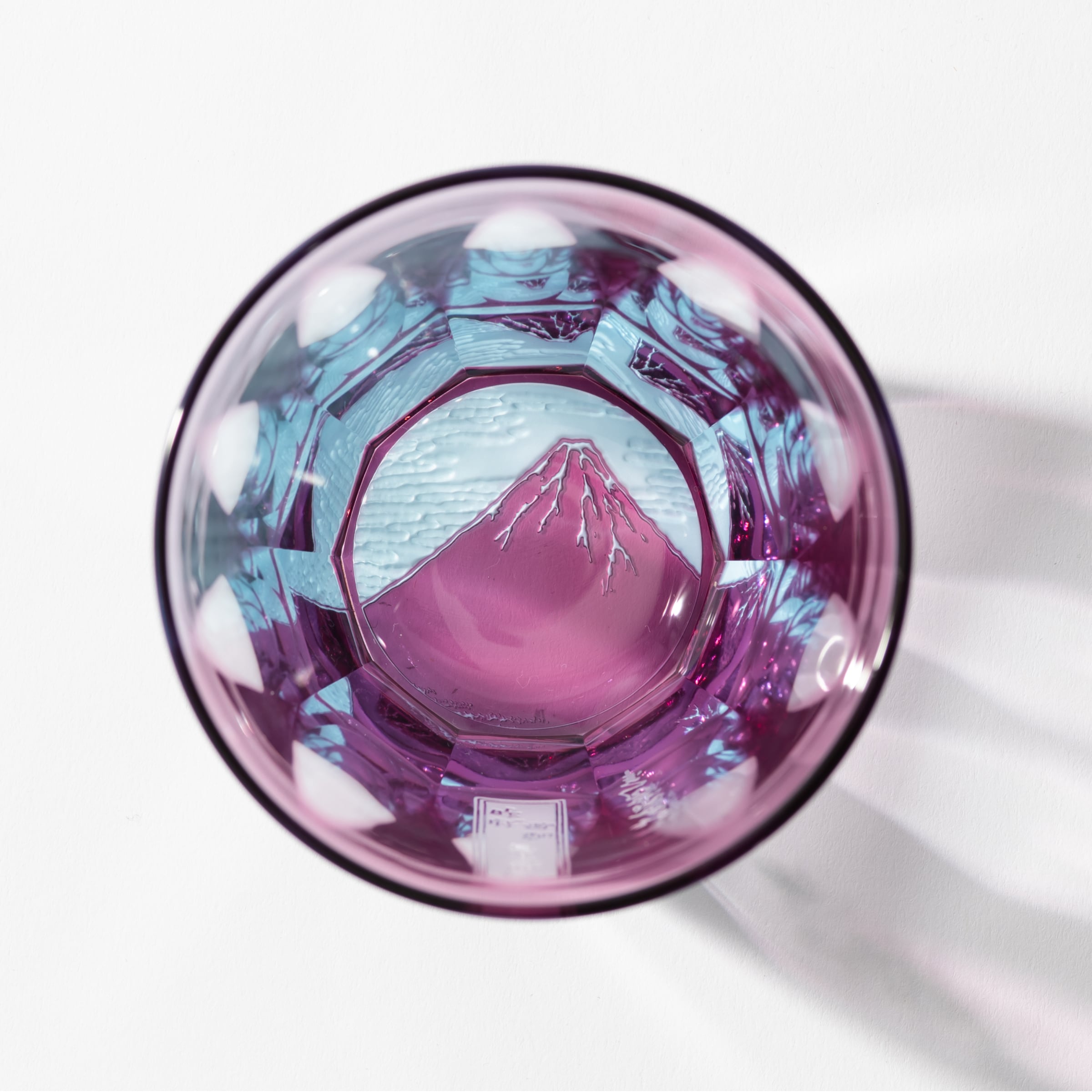 赤富士（北斎）（金赤×ライトブルー）大サイズ | 椎名切子（GLASS-LAB
