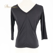 社交ダンス 衣装 トップス ブラウス チャコットロイヤルダンス Chacott ROYAL DANCE 黒 日本製 無地 シンプル 練習 レッスン 伸縮 ストレッチ 七分袖 パーティー ステージ イベント オールブラック ストレッチ生地