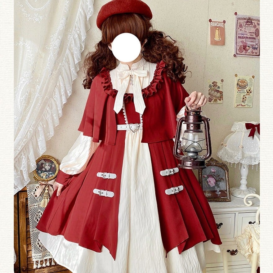 sheglit ケープ付きワンピース ロリータ ゴスロリ クラロリ クラロリ ケープ付きワンピース 黒×クラシカル お茶会・観劇向け