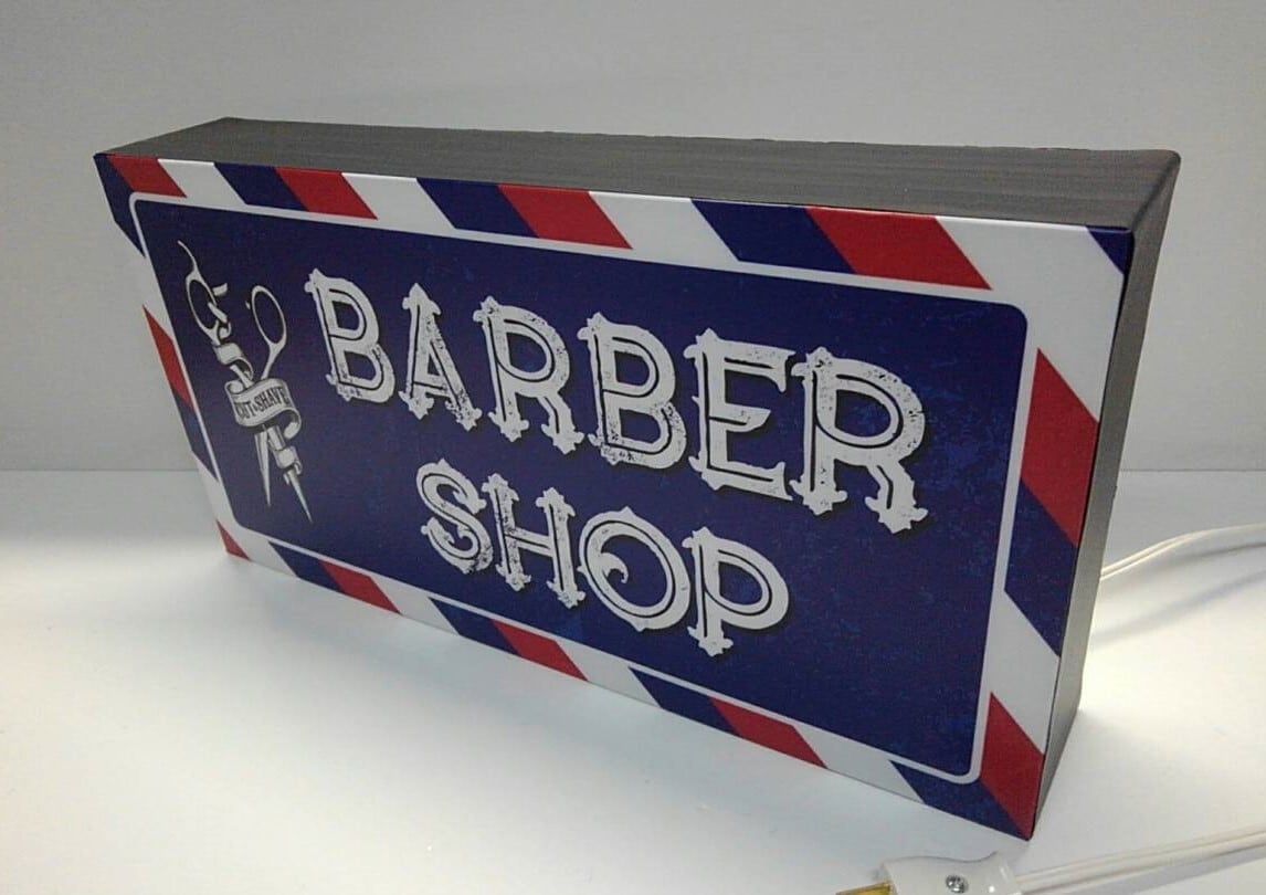バーバー 理容室 ヘアーサロン 5 サイン 看板 置物 雑貨 LEDライトBOX