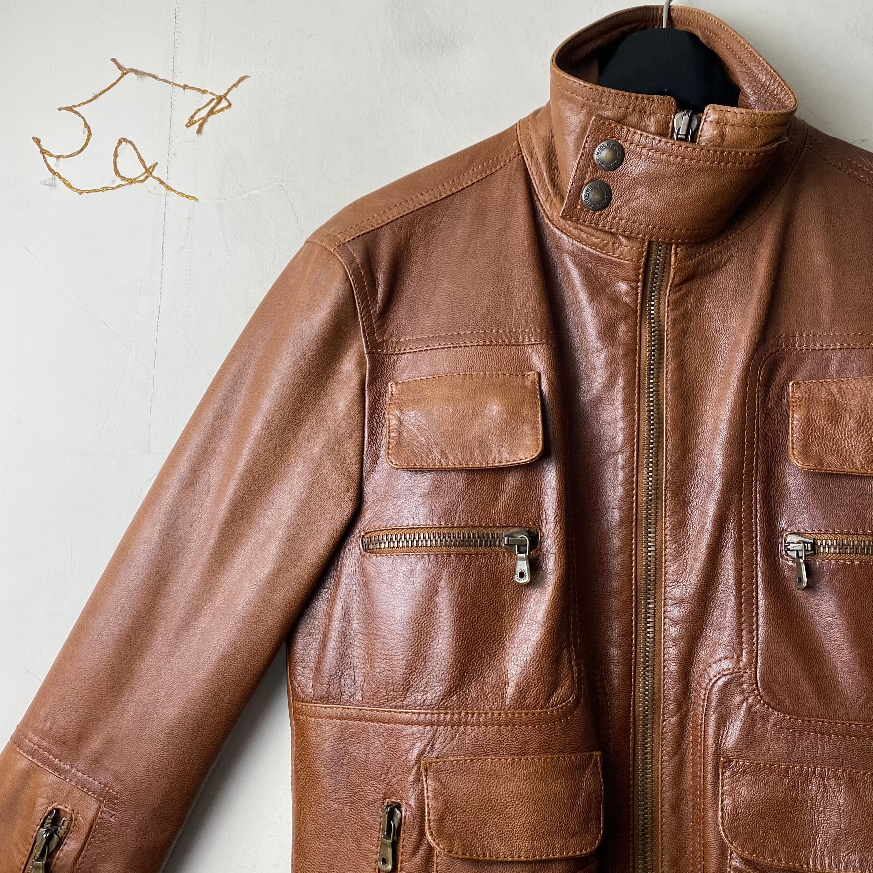 archive 2003SS DOLCE&GABBANA multi pockets goat leather jacket 