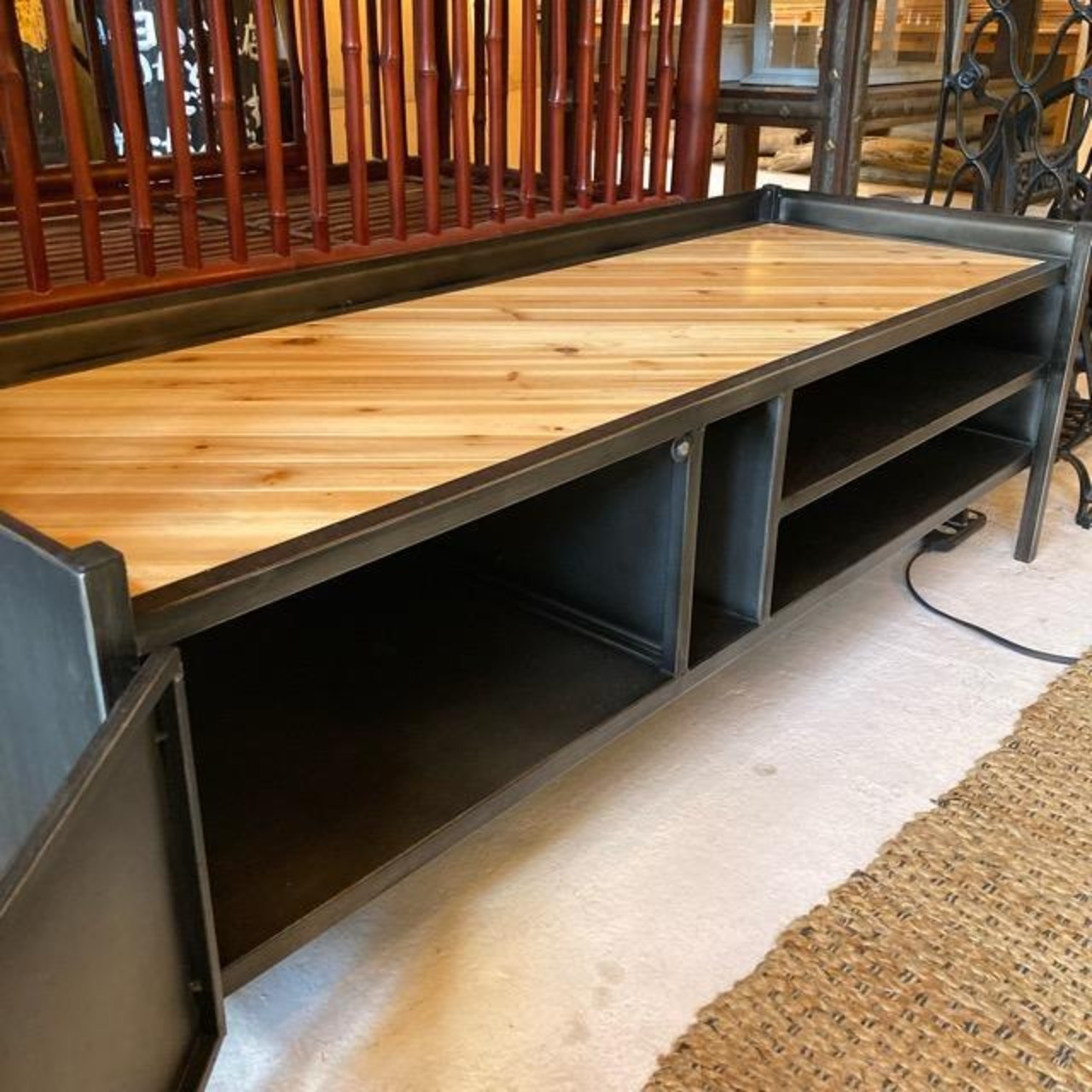 アイアン＆ポプラウッドテレビボード　120cm　【倉庫直送商品】【代引不可】【同梱不可】【送料無料】テレビ台　ロングボード　ローボード