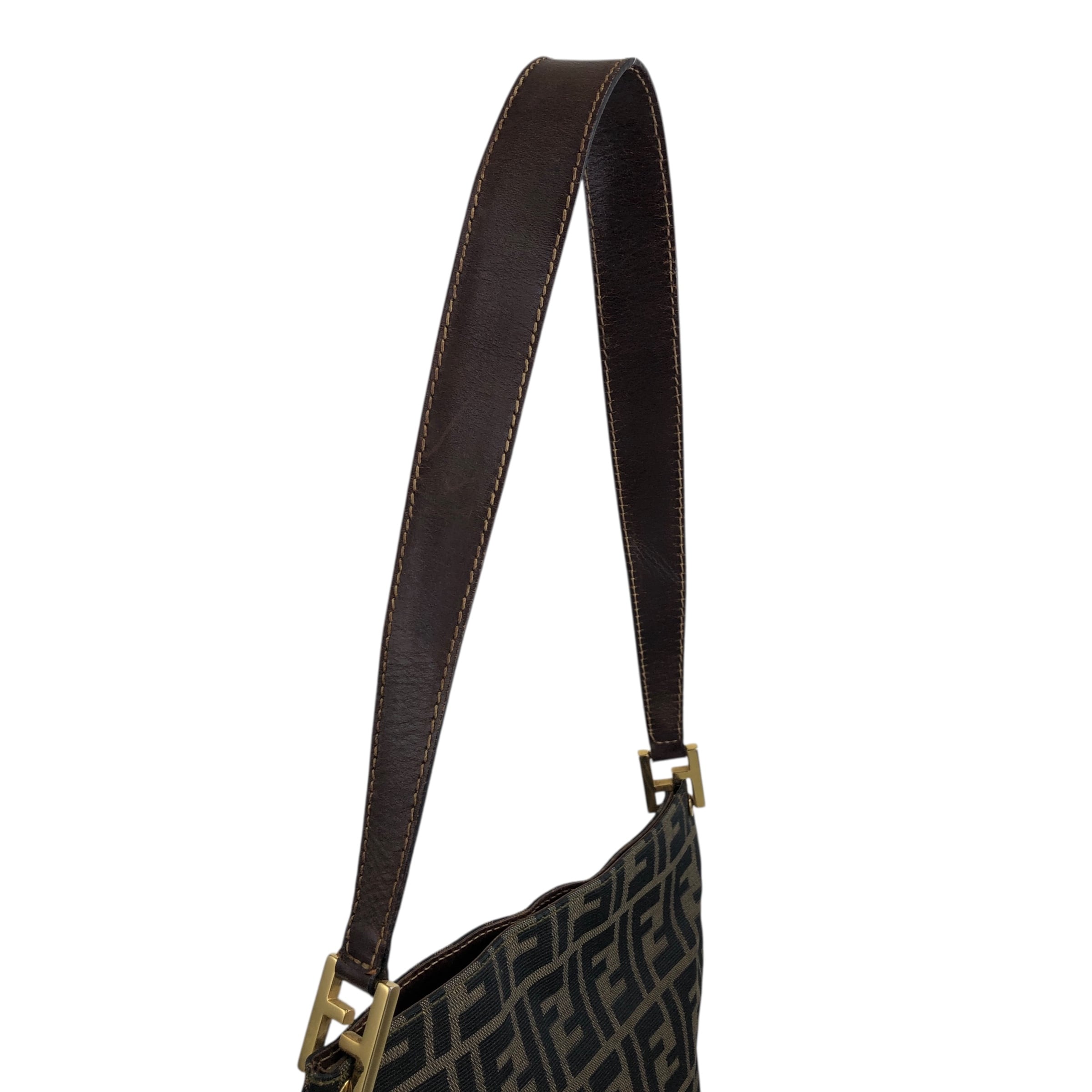 FENDI フェンディ  ズッカ ショルダーバッグ ブラウン  キャンバス レザー ワンショルダーバッグ si43ga FENDI フェンディ ズッカ ショルダーバッグ ブラウン キャンバス