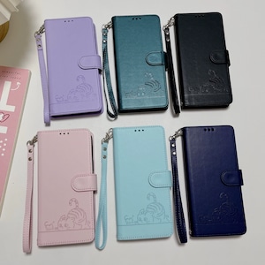 【猫の型押し】Galaxy S25 Ultra/S25+/S24ケース 手帳型 カード収納 ギャラクシーS23カバー 猫柄 ネコ Galaxy S24 Ultraケース ストラップ付き レザー調 スタンド機能 耐衝撃 衝撃吸収 おしゃれ かわいい 韓国 インスタ映え 大人可愛い 磁石 マグネット