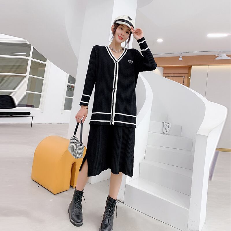 2020年秋新しい女性のプラスサイズのベストスカート脂肪mm痩身ニットカーディガン気質フレンチドレス ミックスインファッション56846340766