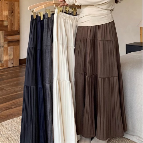 5色／ティアードプリーツロングスカート ・71841