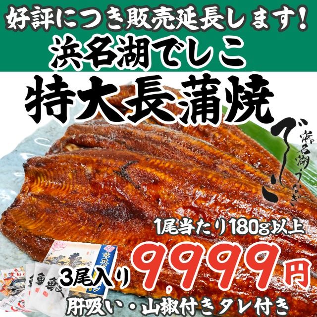 でしこ うなぎ 京丸 国産 蒲焼 浜名湖産 ブランド鰻 「でしこ」 特大 長蒲焼 3尾 セット (約180g×3) 国産 肝吸い付き 送料無料 1
