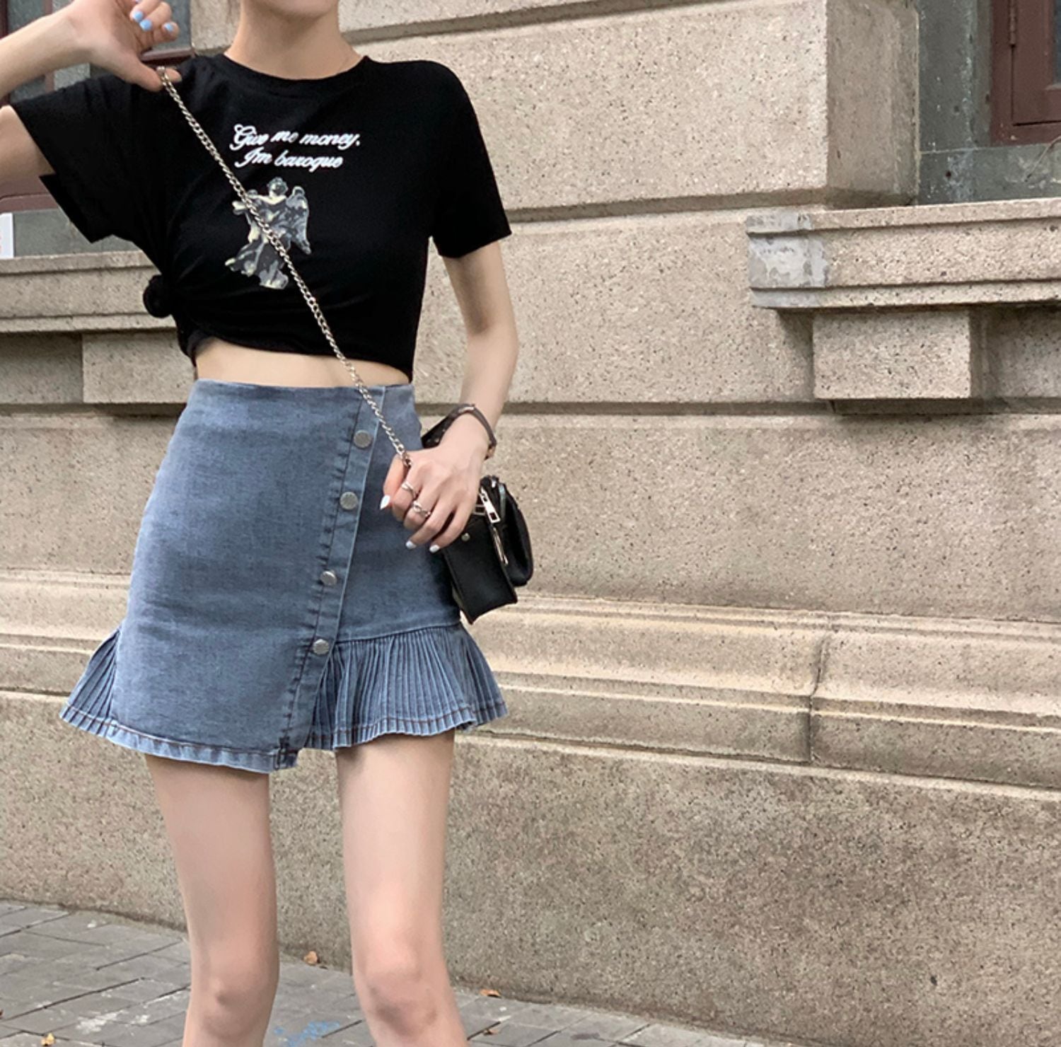 夏にぴったり❤️デニム生地ミニスカート お出かけ普段着デート 夏にぴったり❤️デニム生地ミニスカート お出かけ普段着デート