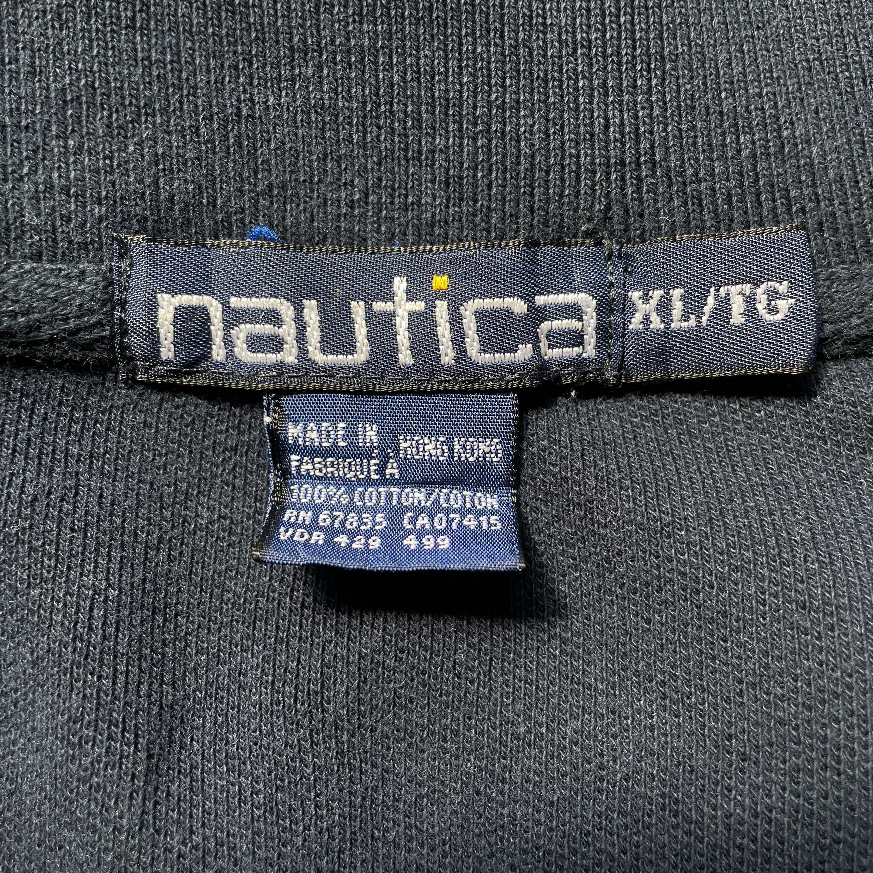90年代 Nautica ノーティカ 鹿の子 ライン 長袖ポロシャツ メンズXL