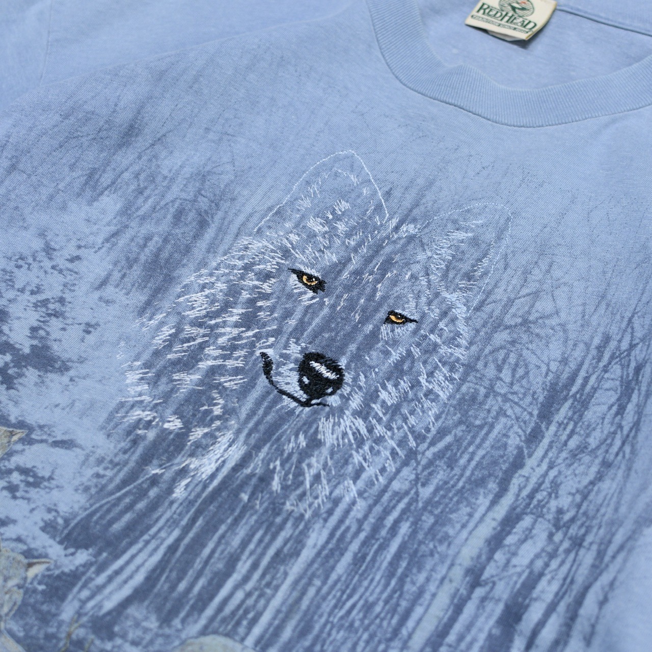 90's red head animal embroidery print tee