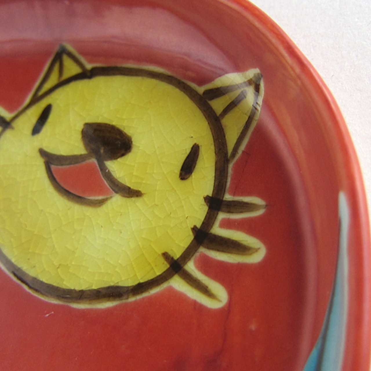 村田菜穂美作　楕円おやつ皿 赤絵　「みんなともだち」［2104130000393］