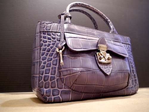 美品◆FURLA フルラ クロコ型押し レザーハンドバッグ◆