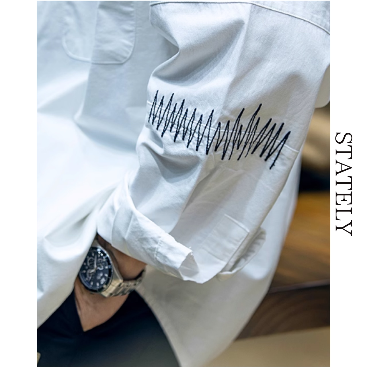 ジグザグステッチ ワンポイントシャツ/3color_T119・画像5