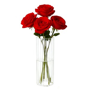 【特価処分】花瓶 割れない 透明 おしゃれ フラワーベース アクリル 上品 大きい インテリア 花器 水栽培 生け花 造花用、リビング、寝室、オフィスなどの装飾に適しています（直径10cm 高さ25cm ）
