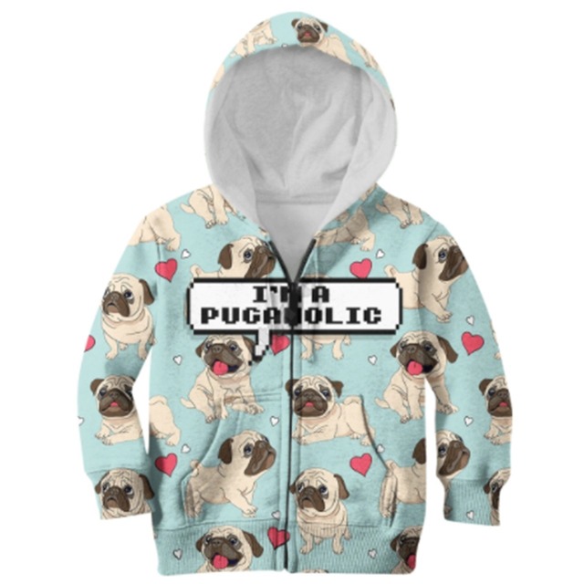 Kids hoodie  -pug holic- with zipper　　hd15