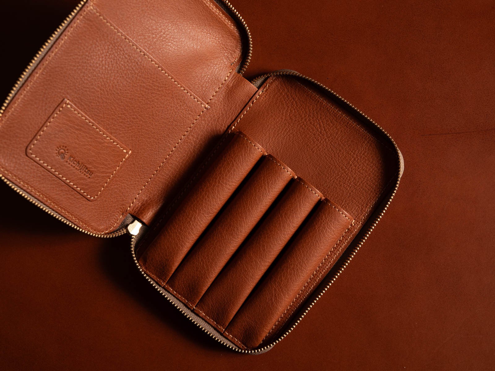Paka-pen ＃コニャック イタリアンレザーのペンケース 入学祝い、就職