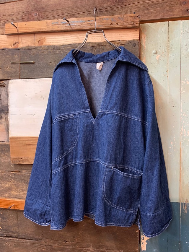 70's womens denim pullover shirt