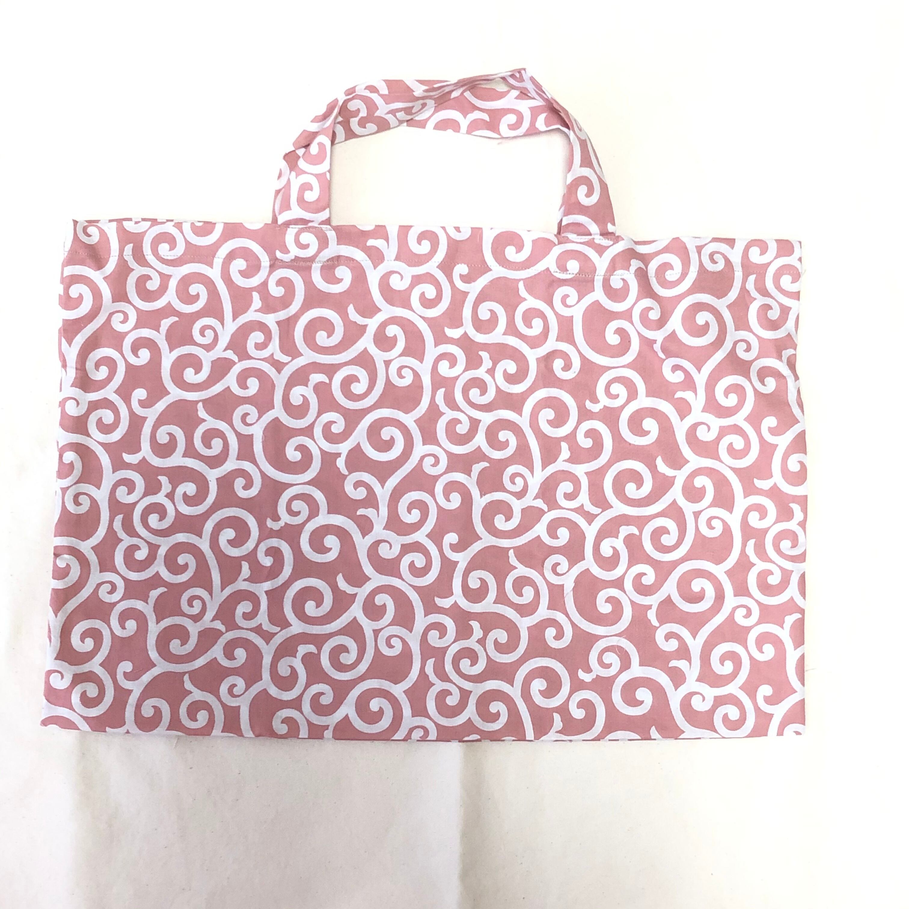 唐草模様のサブバッグ(マチ有り）ピンク | KYOKO