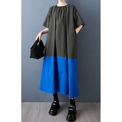 バイカラー ワイドライン ワンピース 30252