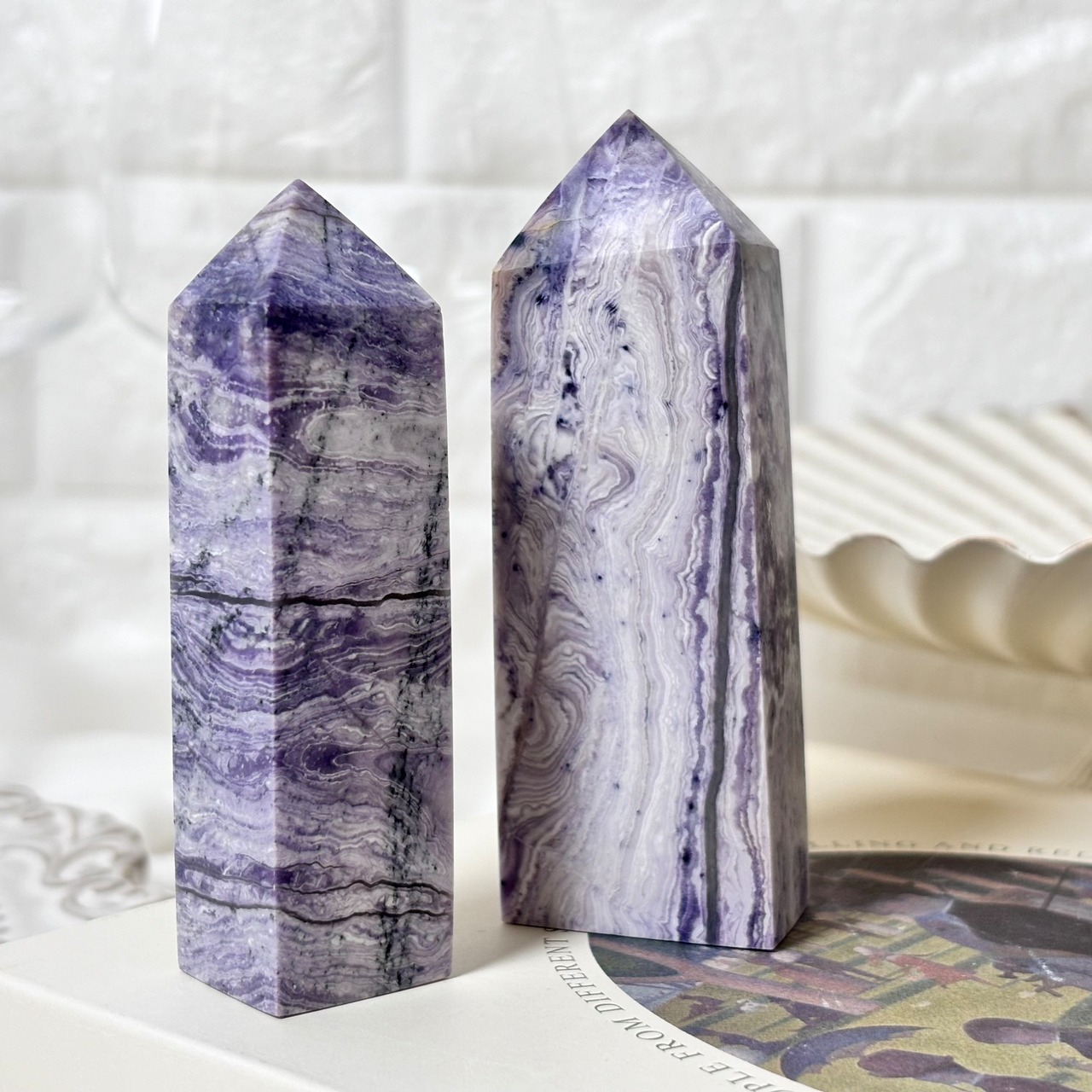 バイオレットレースストーン*250712*天然石*タワー*置き物*インテリアストーン