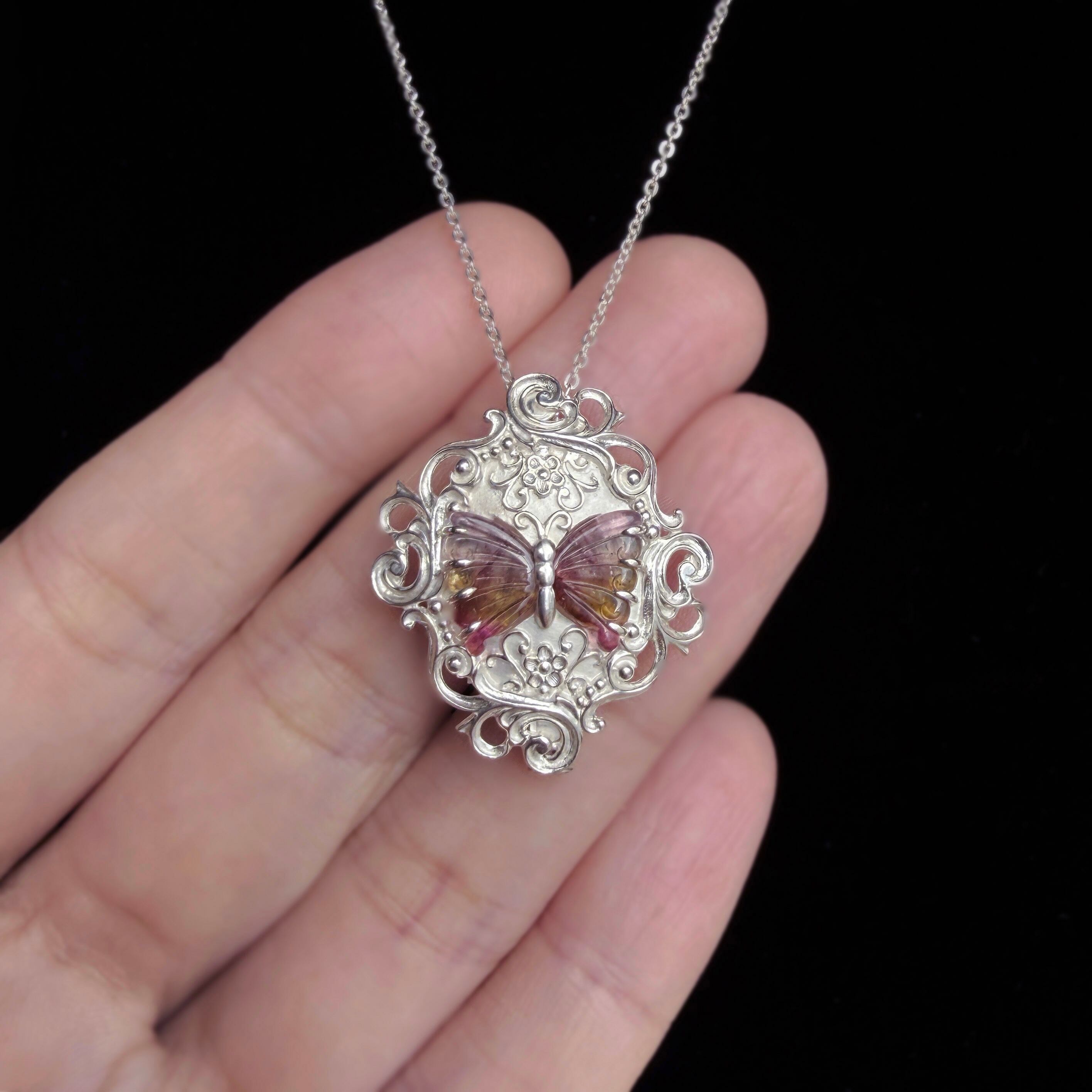 現品 Mila｜ミラ 蝶 トルマリン ブローチ ペンダント (SV925) シルバー