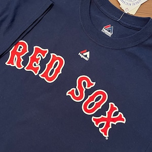 【majestic】未使用品 MLB レッドソックス Tシャツ アーチロゴ BOSTON REDSOX ナンバリング メジャーリーグ US古着 アメリカ古着