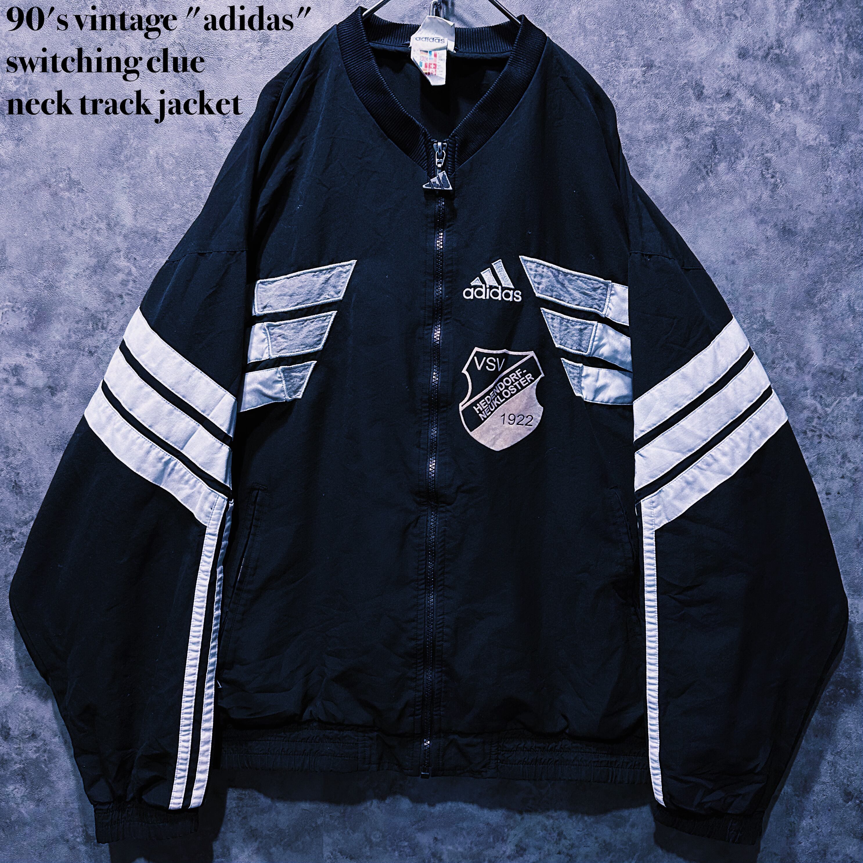 【doppio】90's vintage "adidas" switching clue neck track jacket