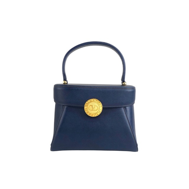 VALENTINO GARAVANI ヴァレンティノガラヴァーニ ハンドバッグ ブルー メダル レザ トップハンドル vintage ヴィンテージ オールド d5kjkj