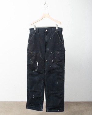 "Carhartt" artistic painted duck double knee painter trousers / Made In USA / COLOR:BLACK