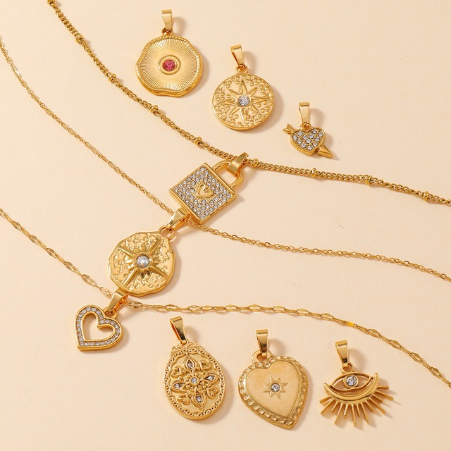 シングルペンダント欧米風鋳造ステンレスネックレスブレスレットアクセサリー創意愛八芒星ダイヤモンドDIYペンダント
