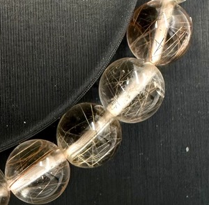 (00799)ルチルクォーツ　カラフル　ミックス　Rutilated Quartz　クリスタル【7.5-8mm】　ラウンドカット　 天然石ブレスレット　パワーストーン　