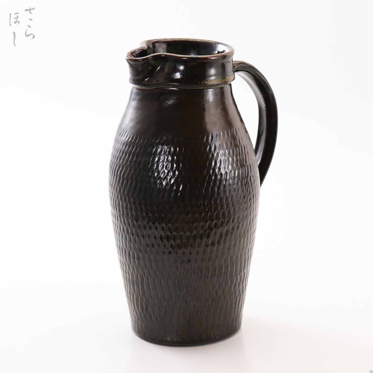 小鹿田焼 小袋窯 5寸ピッチャー どうけ釉 白なだれ 高さ約16cm 陶器 和