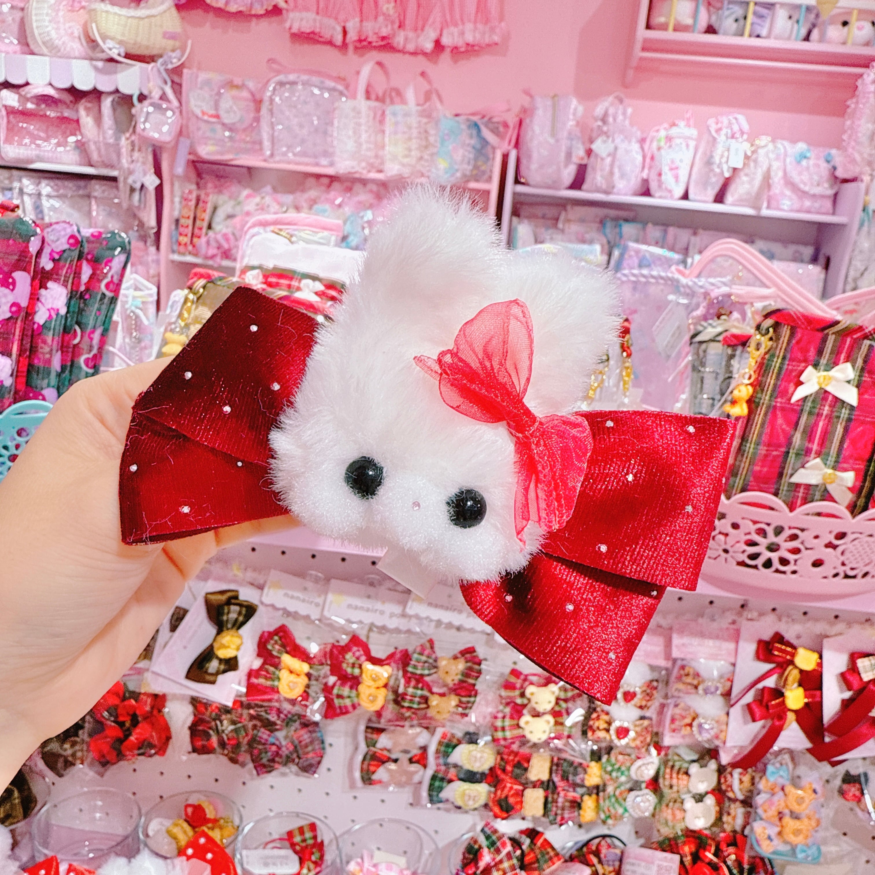 【G6】41-3モグモグちゃんベロアヘアクリップ