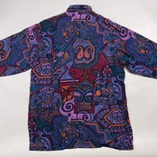 SOZI ソジ エスニック アート デザイン 長袖 レーヨンシャツ 柄シャツ L/マルチカラー メンズ