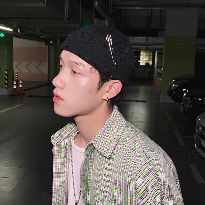 オータムウィンタースタンダードブラックニットウール レトロ 帽子 秋物 冬物 ブラック・アイド・ピーズ84754328247