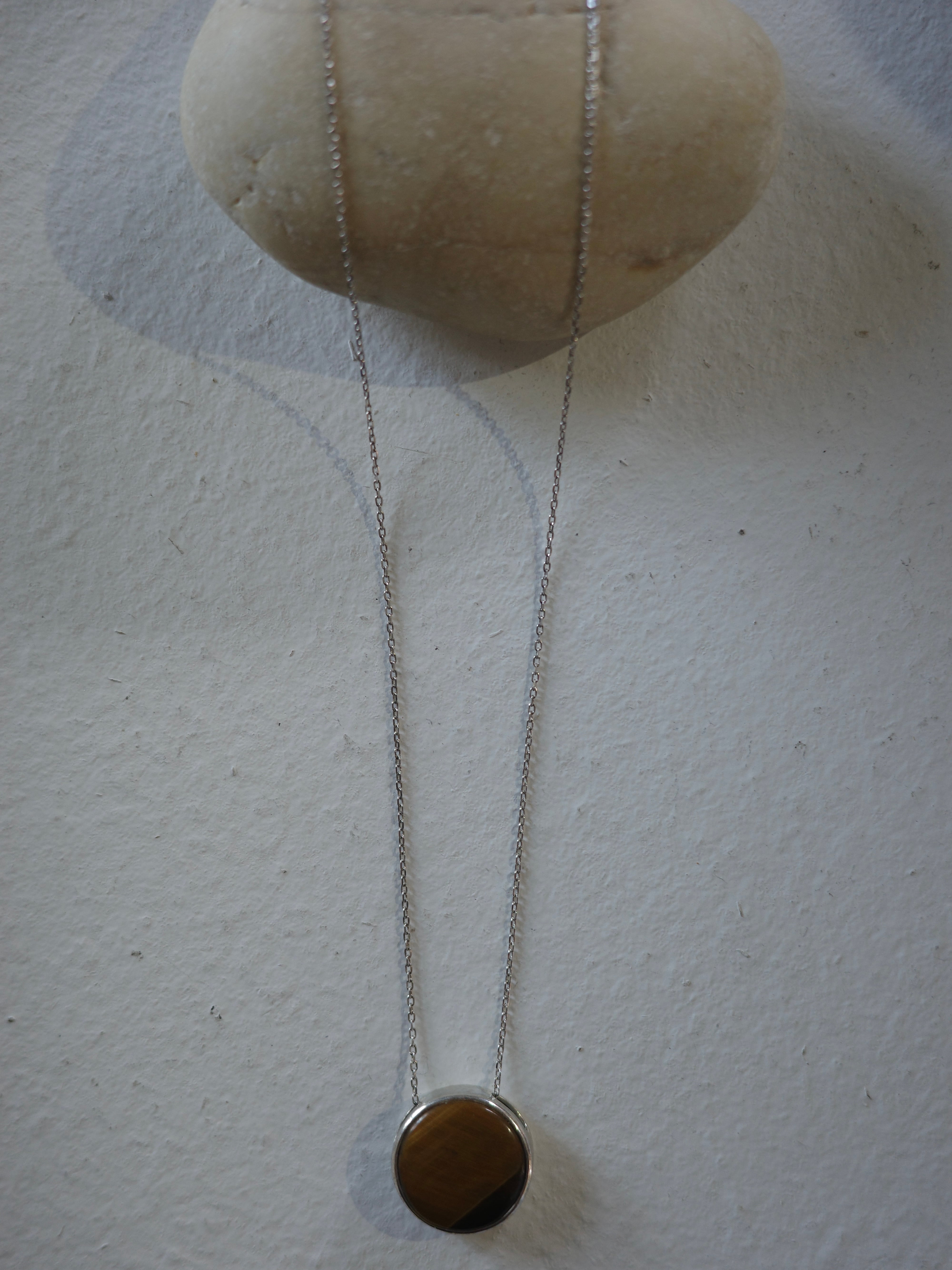 <vintage silver925>tigereye round necklace