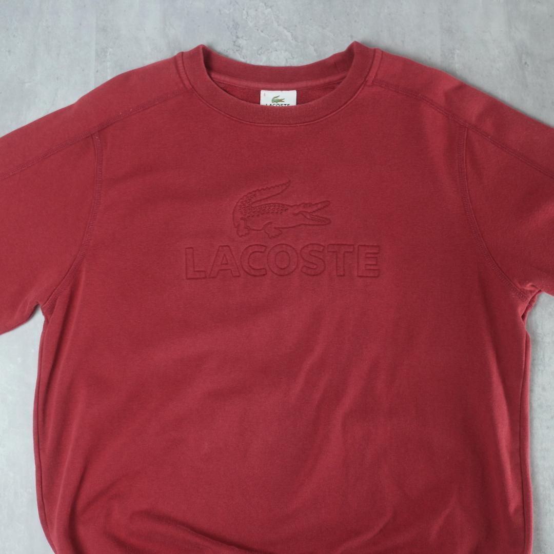 LACOSTE ラコステ スウェット M ビッグロゴ 赤 トレーナー | コーヒー 