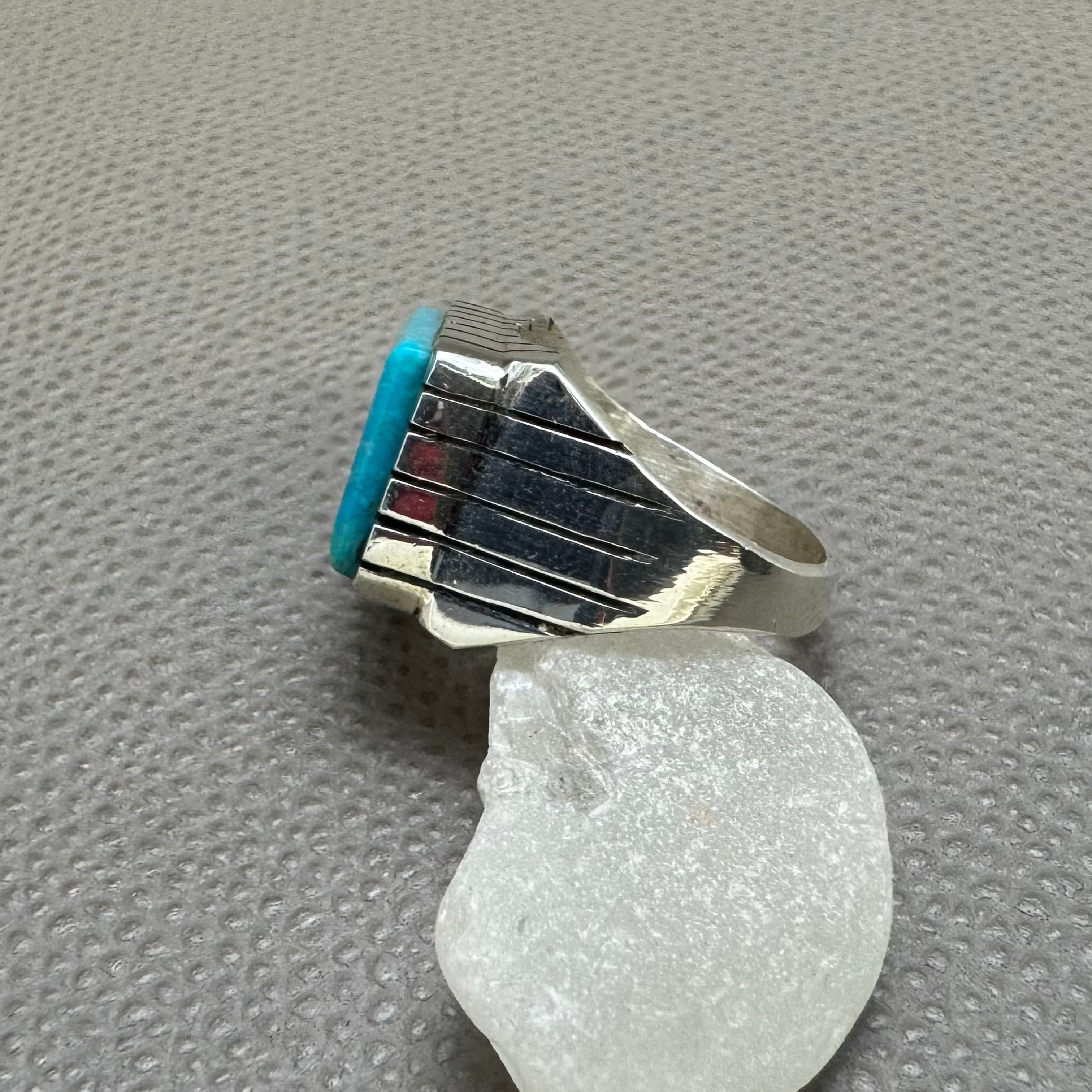 NAVAJO(ナバホ）族 Trevor Jack作 キングマンターコイズリング 16号