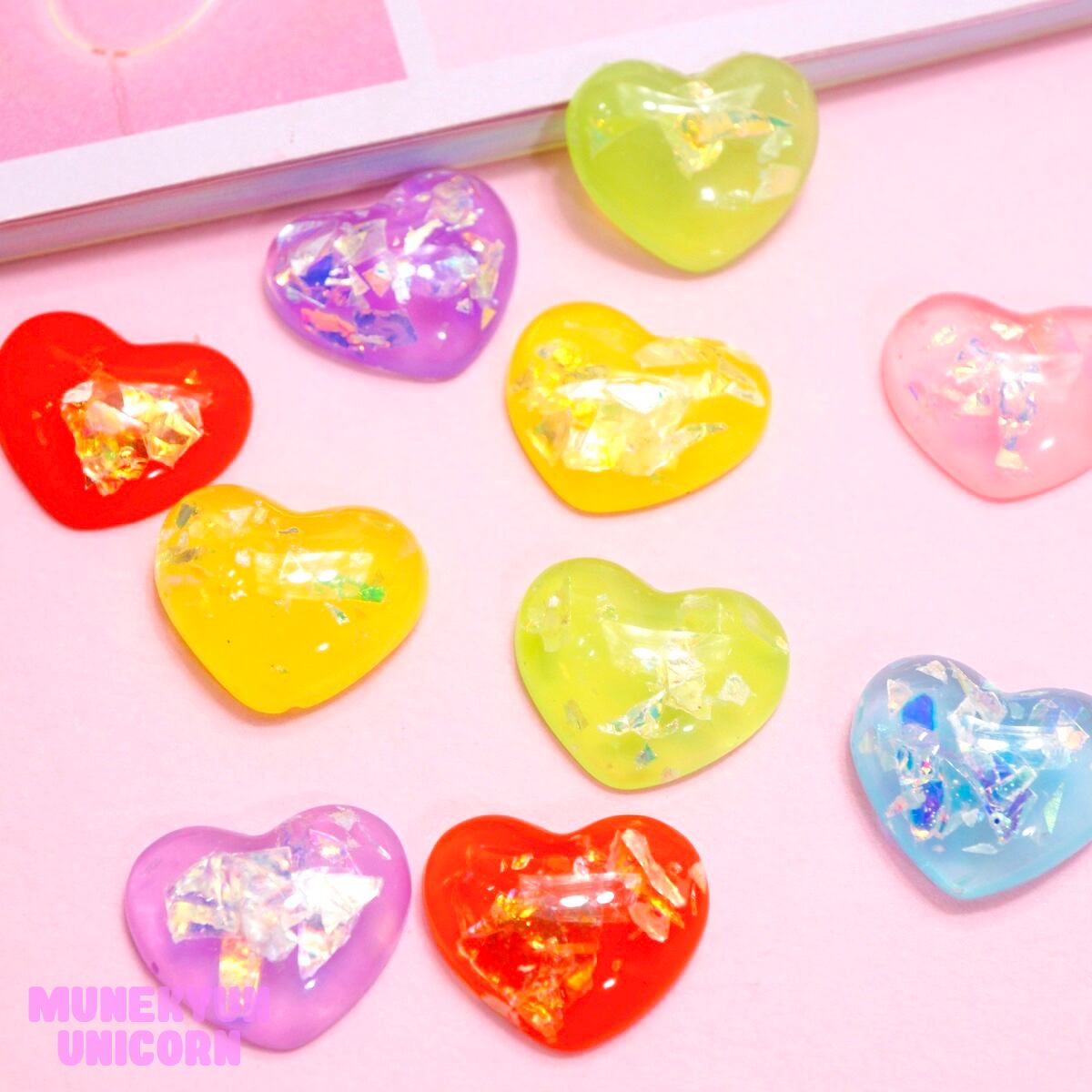 ハートちゃん O275【50個】星・ハートの デコパーツ | デコパーツとビーズのせかい