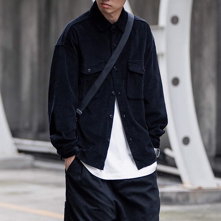★TEXTURED PLAIN CORDUROY WORK SHIRT　　　A0785