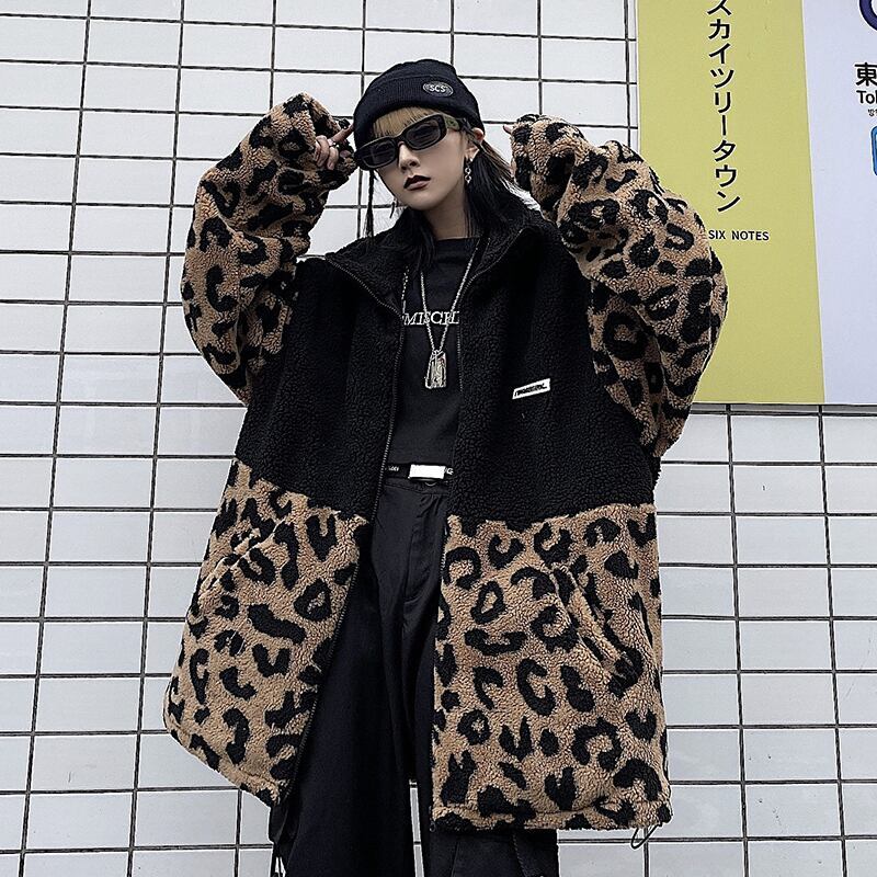 アウター ストリートヒョウ柄ダウンジャケット Teendresser アウター ストリートヒョウ柄ダウンジャケット Teendresser