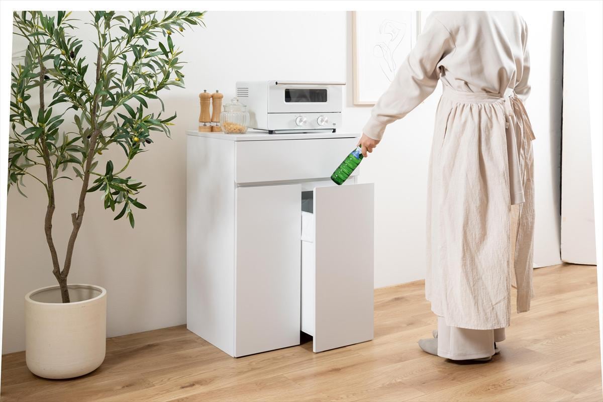 全3色】ゴミ箱に見えない！お部屋に馴染む2連ゴミ箱付きキッチン