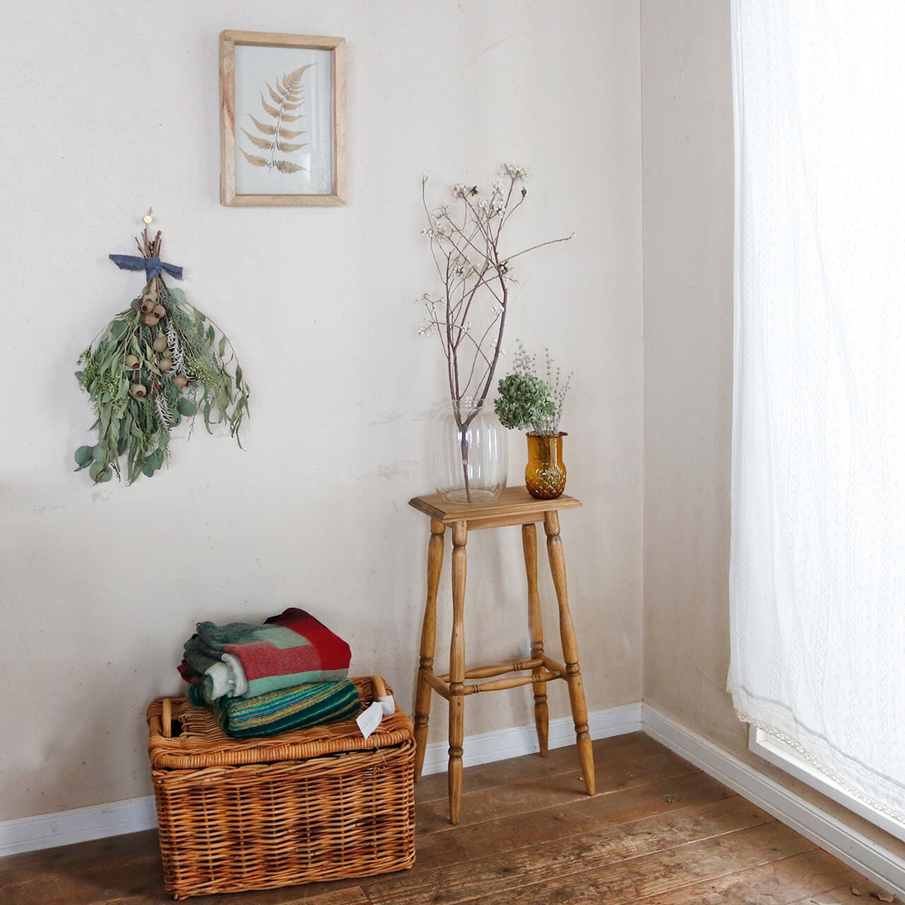 1点もの 丈約50cm 】4種のユーカリのグリーンスワッグ ＊ ドライ