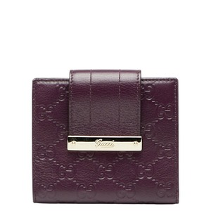 グッチ グッチシマ 二つ折り財布 181669 パープル レザー レディース GUCCI 【中古】