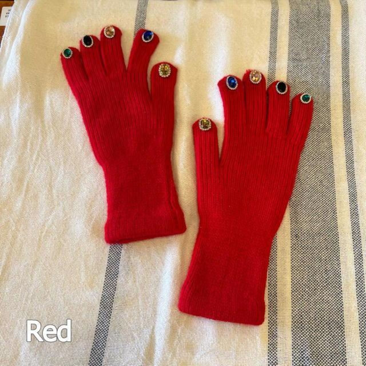 TOPANGA Accessory Jewel Nail Touchscreen Knit Glove (2 colors) Yellow and Red Gift