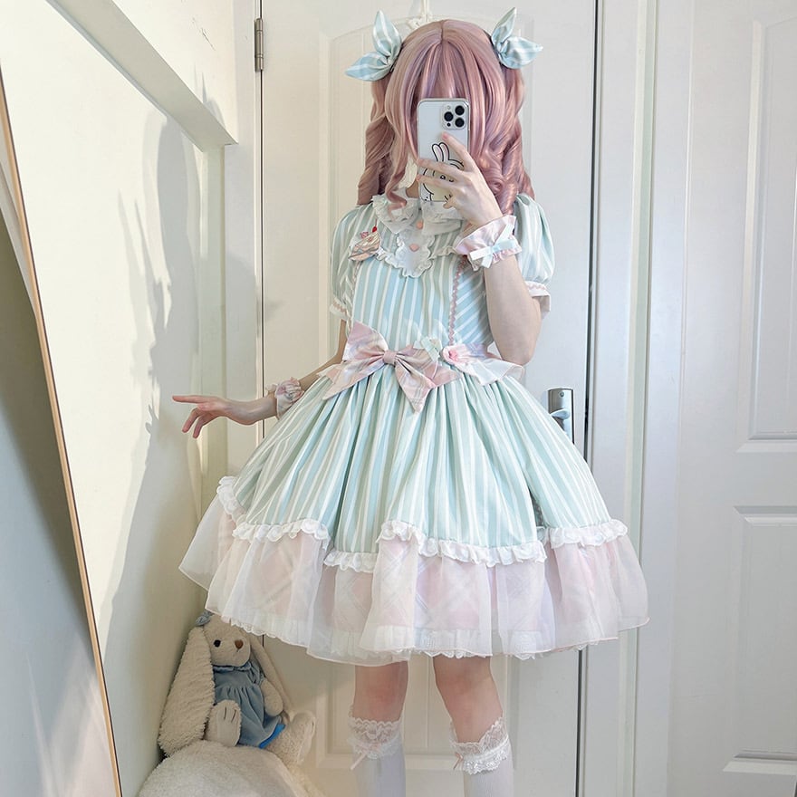 ワンピース エプロン ヘッドドレス シルクハット 夢かわいい フル