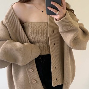 ニットカーディガン×ベアトップ２点セット A4217