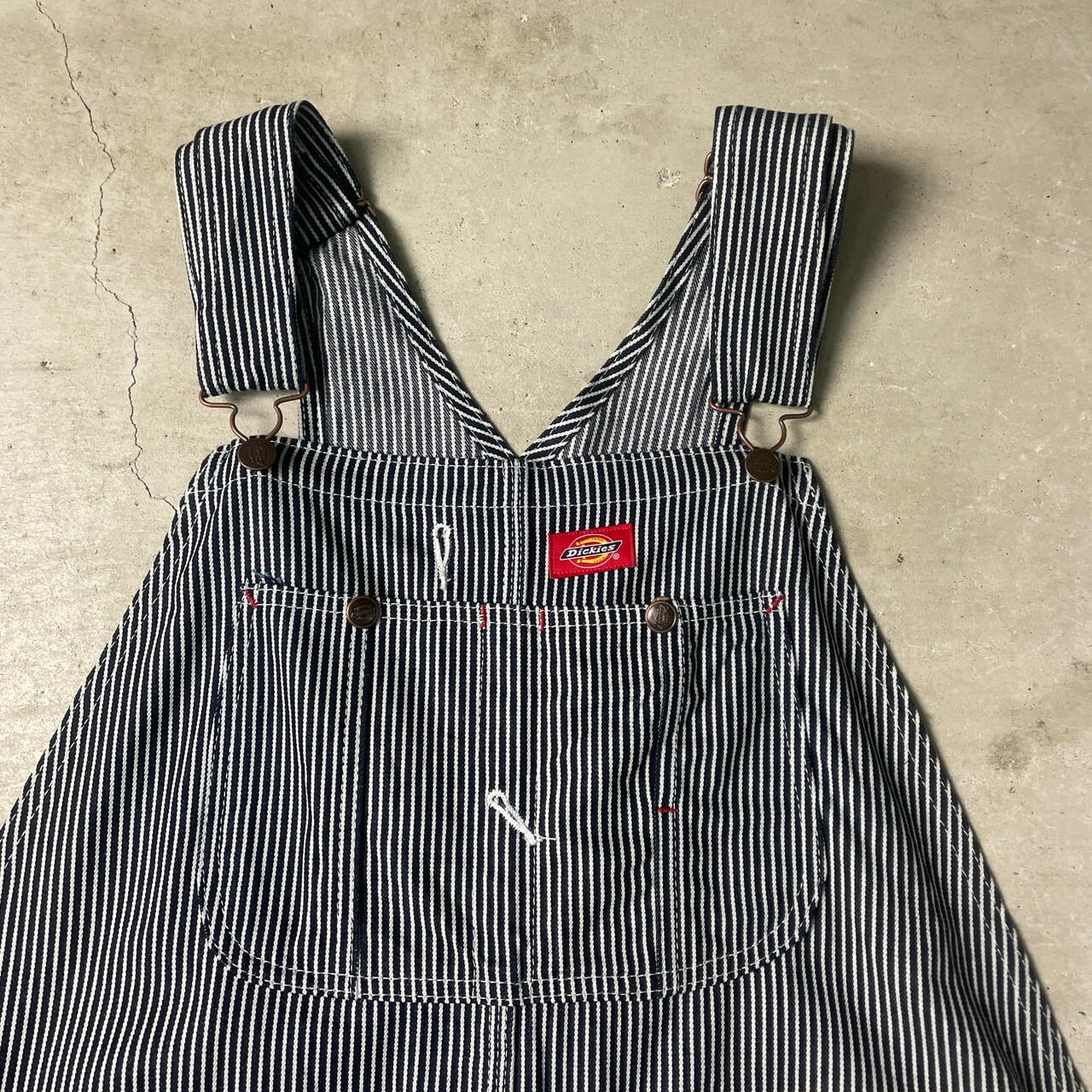 古着 ディッキーズ ワーク ヒッコリーストライプ オーバーオール W34