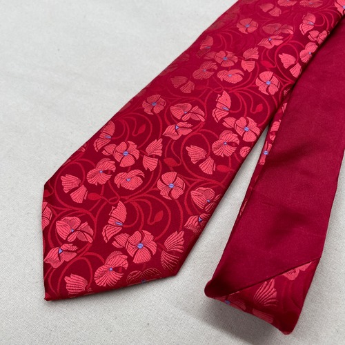 Croft&barrow Vintage Tie ネクタイ 赤 花柄n-530