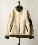 MMMM Boa fleece x nylon twill bomber jacket (WHT/OLV) 23110M23